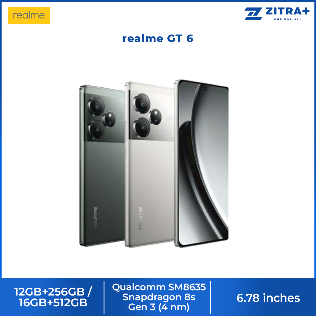 realme GT 6 12GB+256GB / 16GB+512GB | Snapdragon® 8s Gen 3 Chipset | Sony LYT-808 OIS Camera | 120W SUPERVOOC Charge