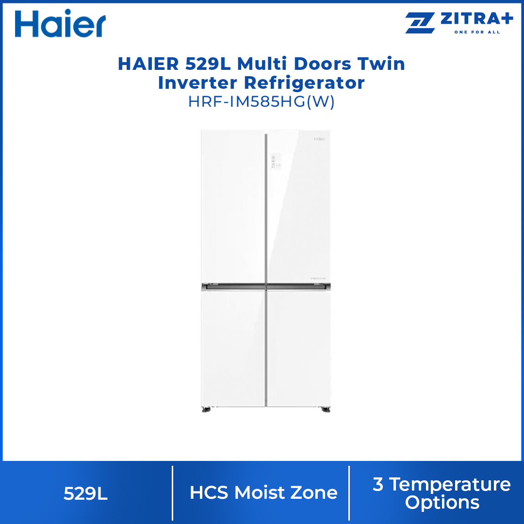 HAIER 529L Inverter Multi Doors Refrigerator Glass HRF-IG585EM | HCS Moist Zone | 3 Temperature Options