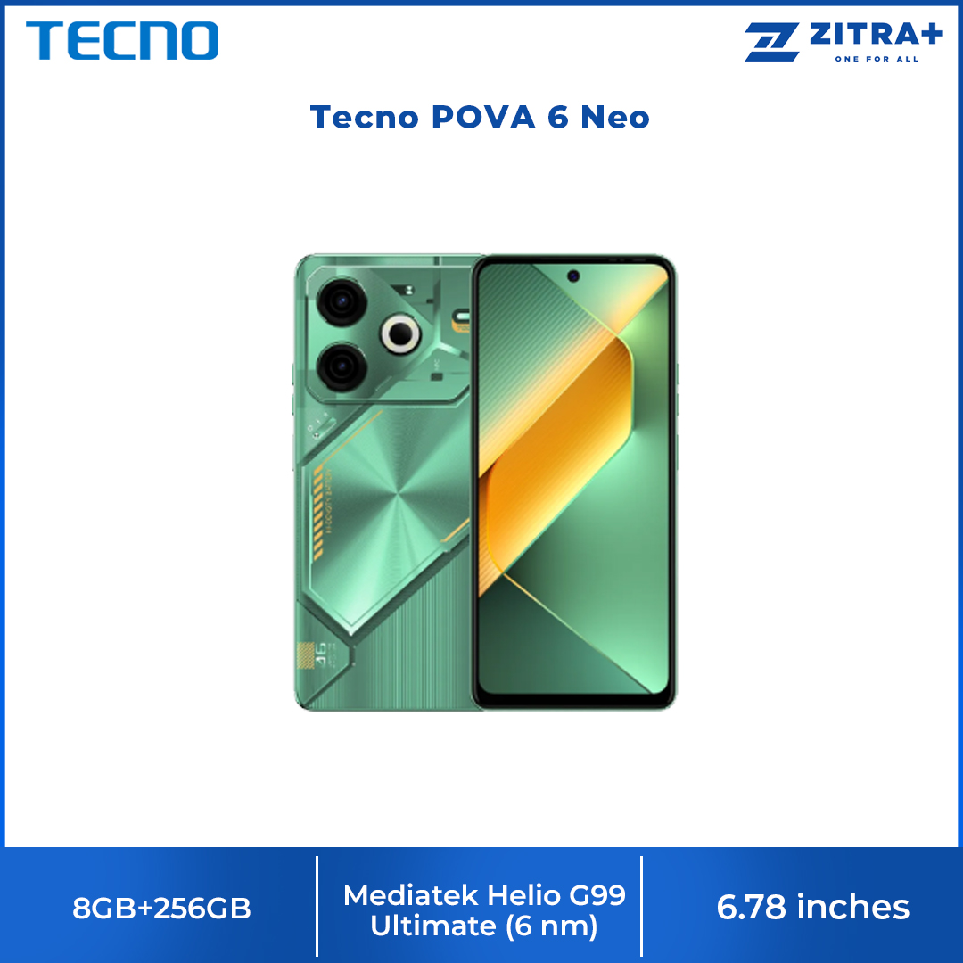 Tecno POVA 6 Neo 8GB+256GB | Mediatek Helio G99 Ultimate (6 nm) | Dual Sims | LTE