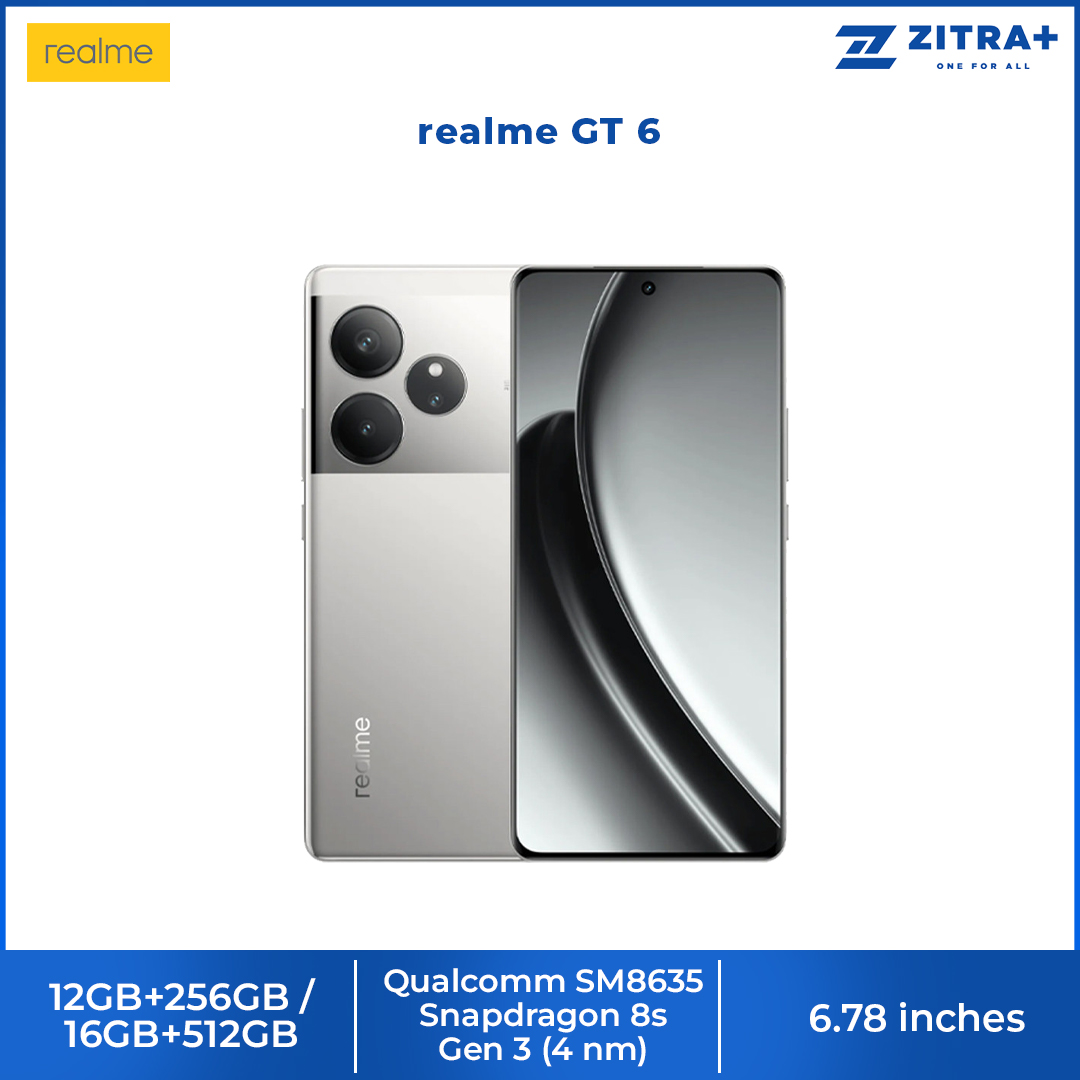 realme GT 6 12GB+256GB / 16GB+512GB | Snapdragon® 8s Gen 3 Chipset | Sony LYT-808 OIS Camera | 120W SUPERVOOC Charge
