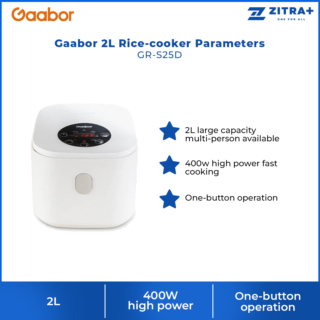 Gaabor 2L Rice-cooker Parameters GR-S25D | 400W HIGH POWER | One-Button Operation | 1  Year General Warranty