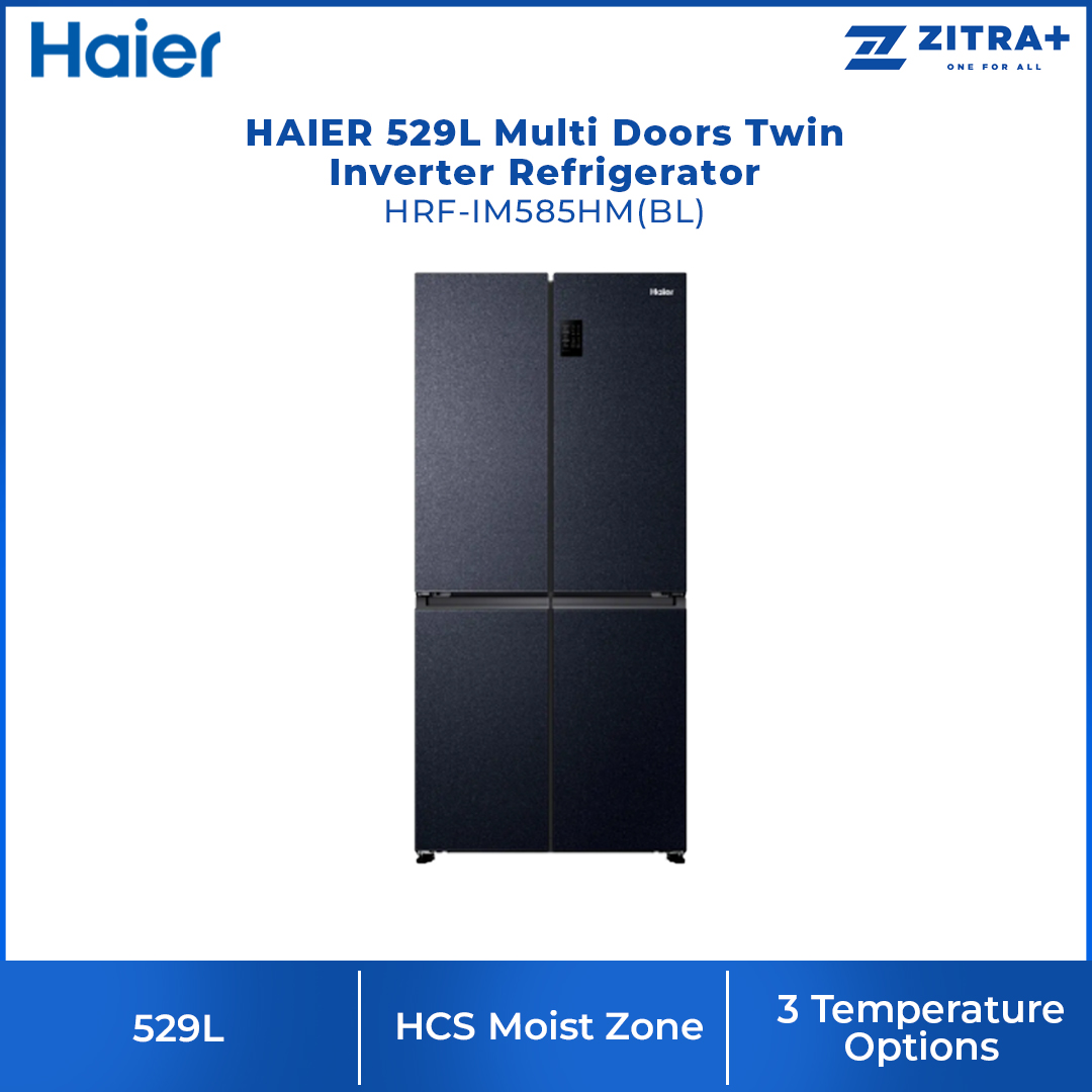 HAIER 529L Inverter Multi Doors Refrigerator Glass HRF-IG585EM | HCS Moist Zone | 3 Temperature Options