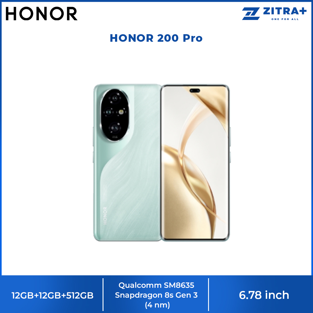 HONOR 200 Pro 12GB+12GB+512GB | Snapdragon 8s Gen 3 | Risk Free Dimming Eye Protection | Harcourt Potrait Mode | 1  Year General Warranty