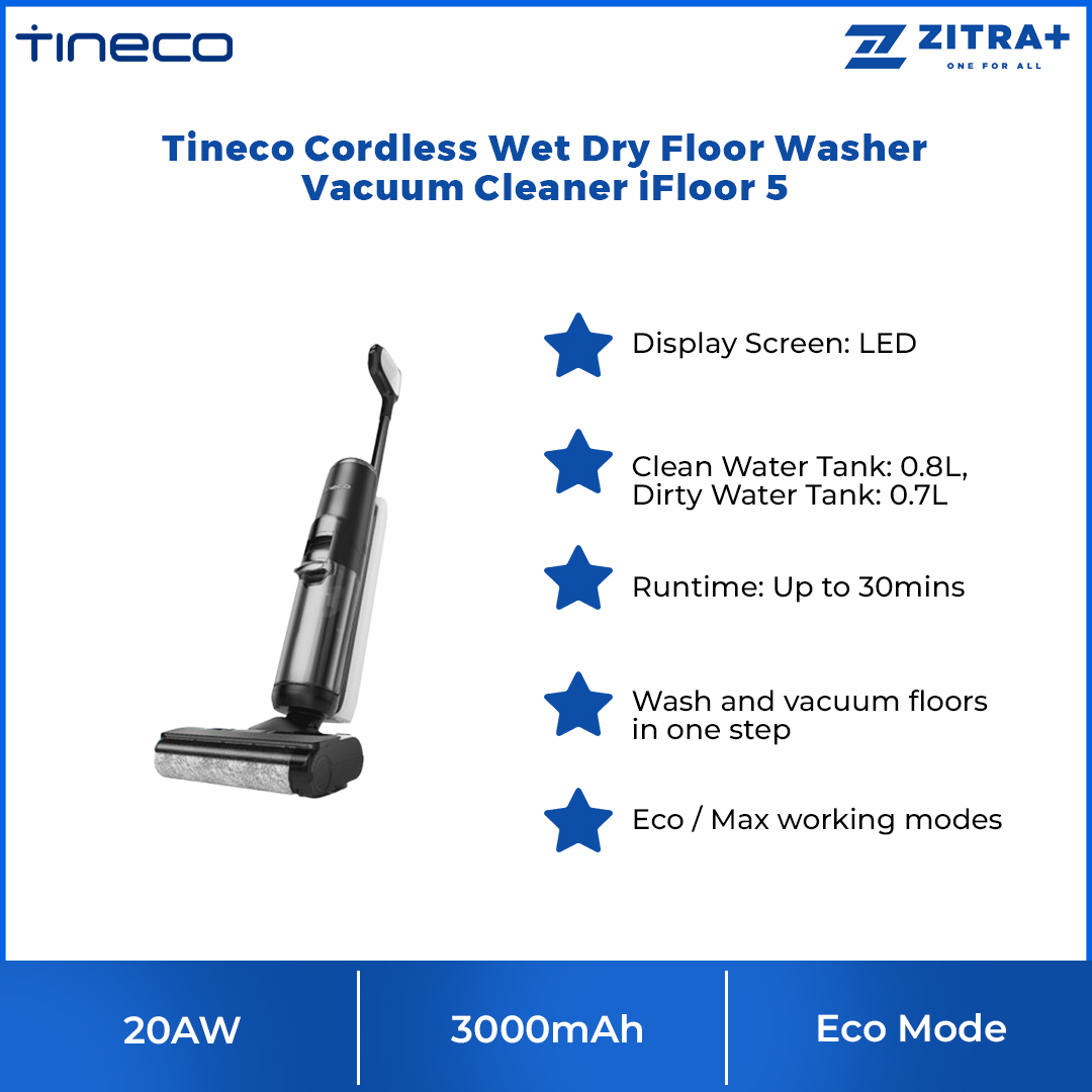 Tineco 20AW Cordless Wet Dry Floor Washer Vacuum Cleaner iFloor 5 | Wash and vacuum floors in one step | Hands-free self-cleaning cycle