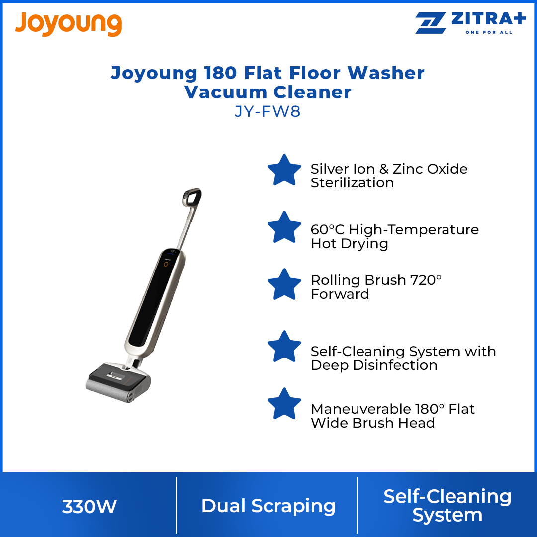 Joyoung 330W 180 Flat Floor Washer Vacuum Cleaner JY-FW8 | Dynamic water system | Easy-cleaning | Zeroflat