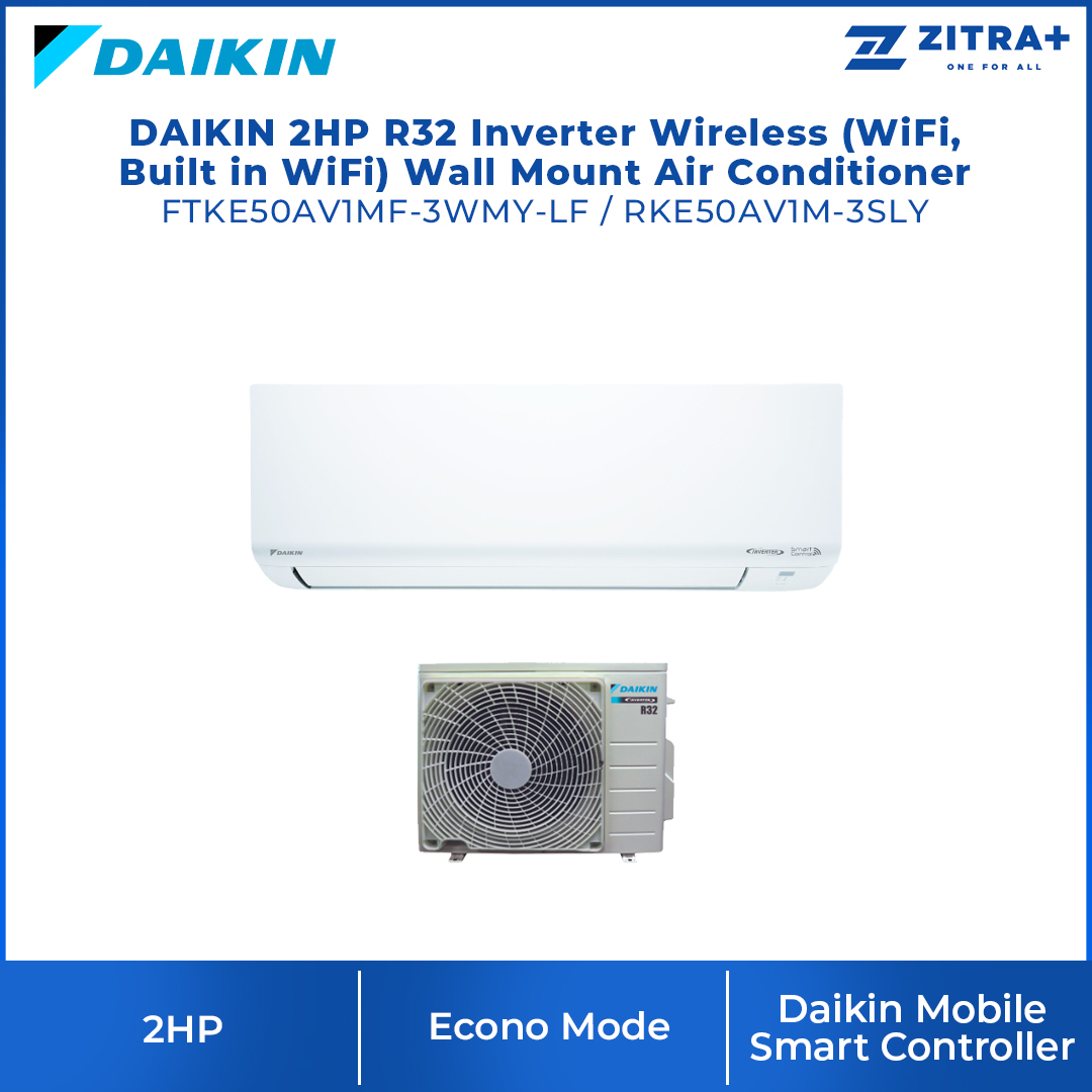 DAIKIN 1HP/1.5HP/2HP/2.5HP R32 Inverter Wireless (WiFi, Built in WiFi) Wall Mount Air Conditioner | Econo Mode | Compact & Easy To Use Controller