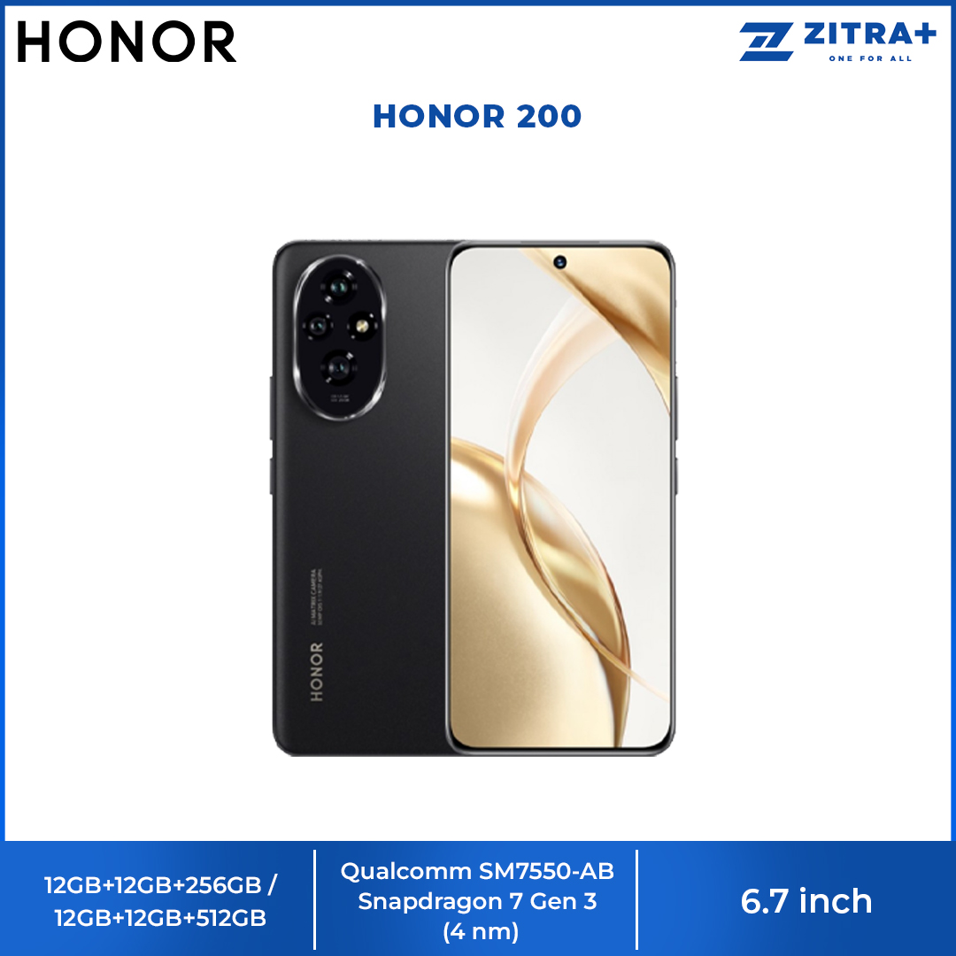 HONOR 200 12GB+256GB / 12GB+512GB | tudio-level Portrait Camera l Magic AI Experience | 100W Wired HONOR SuperCharge | Smartphone with 1 Year Warranty