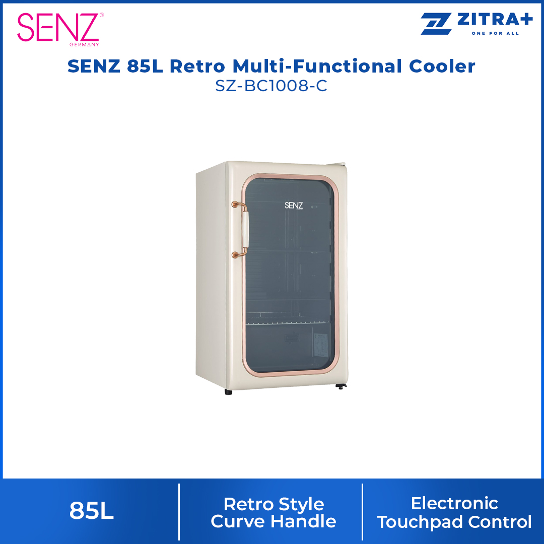 SENZ 85L Retro Multi-Functional Cooler SZ-BC1008-B/BLK/C/P | Free Standing | Retro Style | Child Safety Lock