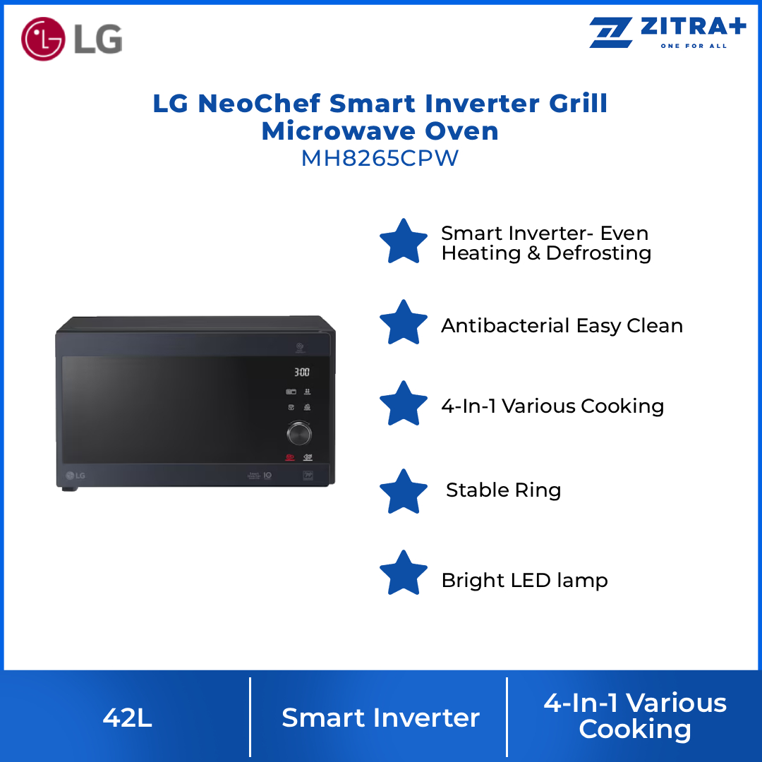 LG 42L NeoChef Smart Inverter Grill Microwave Oven MH8265CPW | Smart Inverter | Fast Cooking | Stable Working