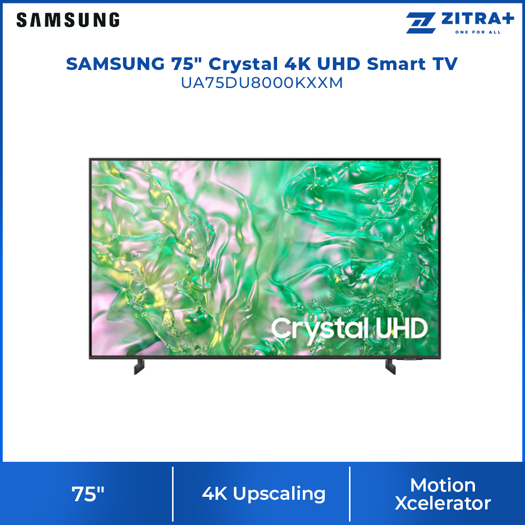 SAMSUNG 55"/65"/75" Crystal 4K UHD Smart TV UA55DU8000KXXM/UA65DU8000KXXM/UA75DU8000KXXM | AirSlim | 4K Upscaling
