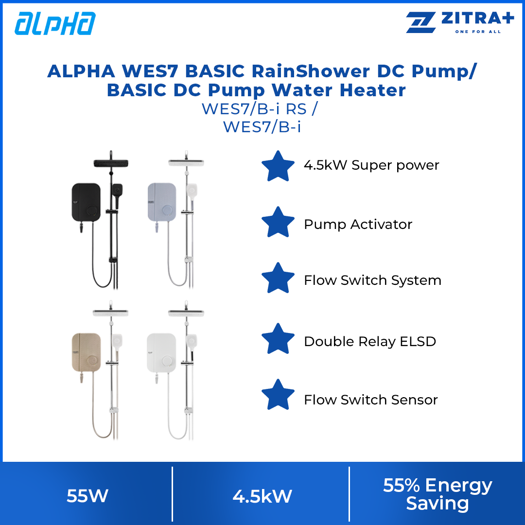 ALPHA 55W WES7 BASIC RainShower/ No RainShower DC Pump WES7/B-i RS / WES7/B-i | 4.5kW Super power | Pump Activator | 55% Energy Saving
