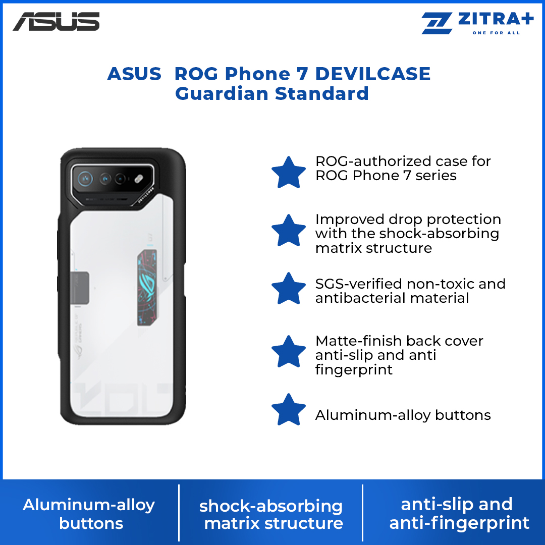 ASUS  ROG Phone 7 DEVILCASE Guardian Standard | Aluminum-alloy buttons | Matte-finish back cover | SGS-Verified Non-Toxic And Antibacterial Material