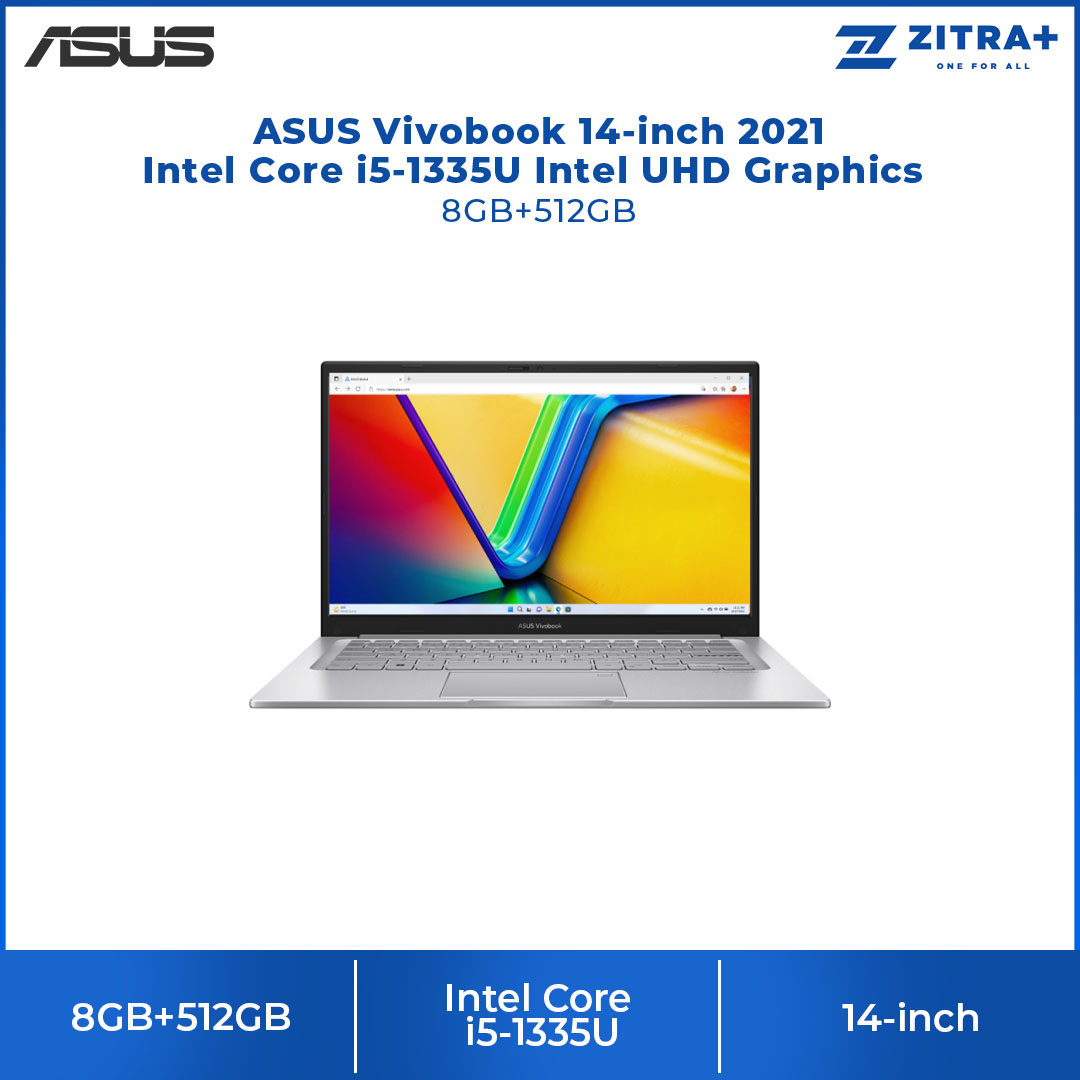 ASUS Vivobook 14-inch Intel Core i5-1335U | Intel UHD Graphics | 8GB+512GB 2021 | Windows 11 Home | Laptop with 2 Years Manufacturer Warranty
