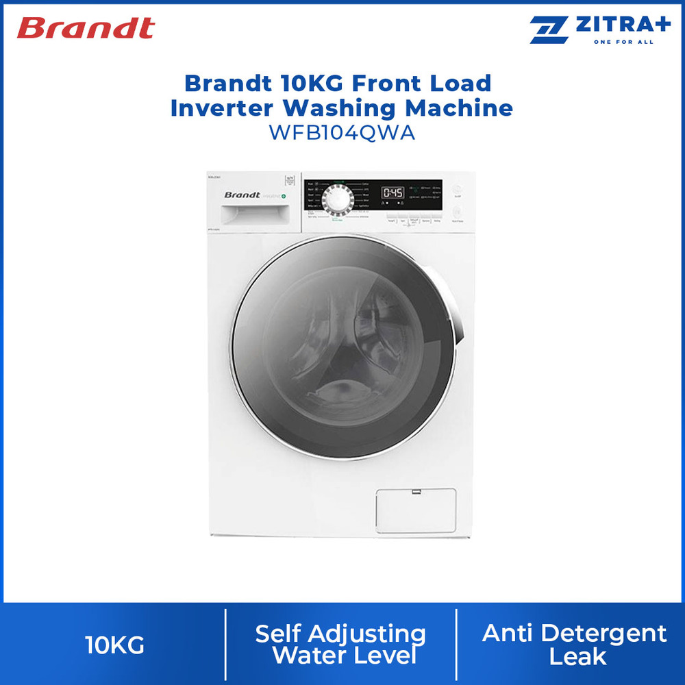 Brandt 10KG/12KG Front Load Inverter Washing Machine WFB104QWA/WFB126QWA | 14 Multi Programs | Anti Detergent Leak | Child Lock | Washing Machine with 1 Year Warranty
