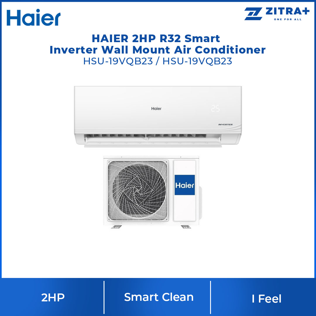 HAIER 2HP R32 Smart Inverter Wall Mount Air Conditioner (Indoor) HSU-19VQB23 / HSU-19VQB23 | Smart-Clean | Eco Mode | Energy Saving | Air Conditioner with 3 Year Warranty