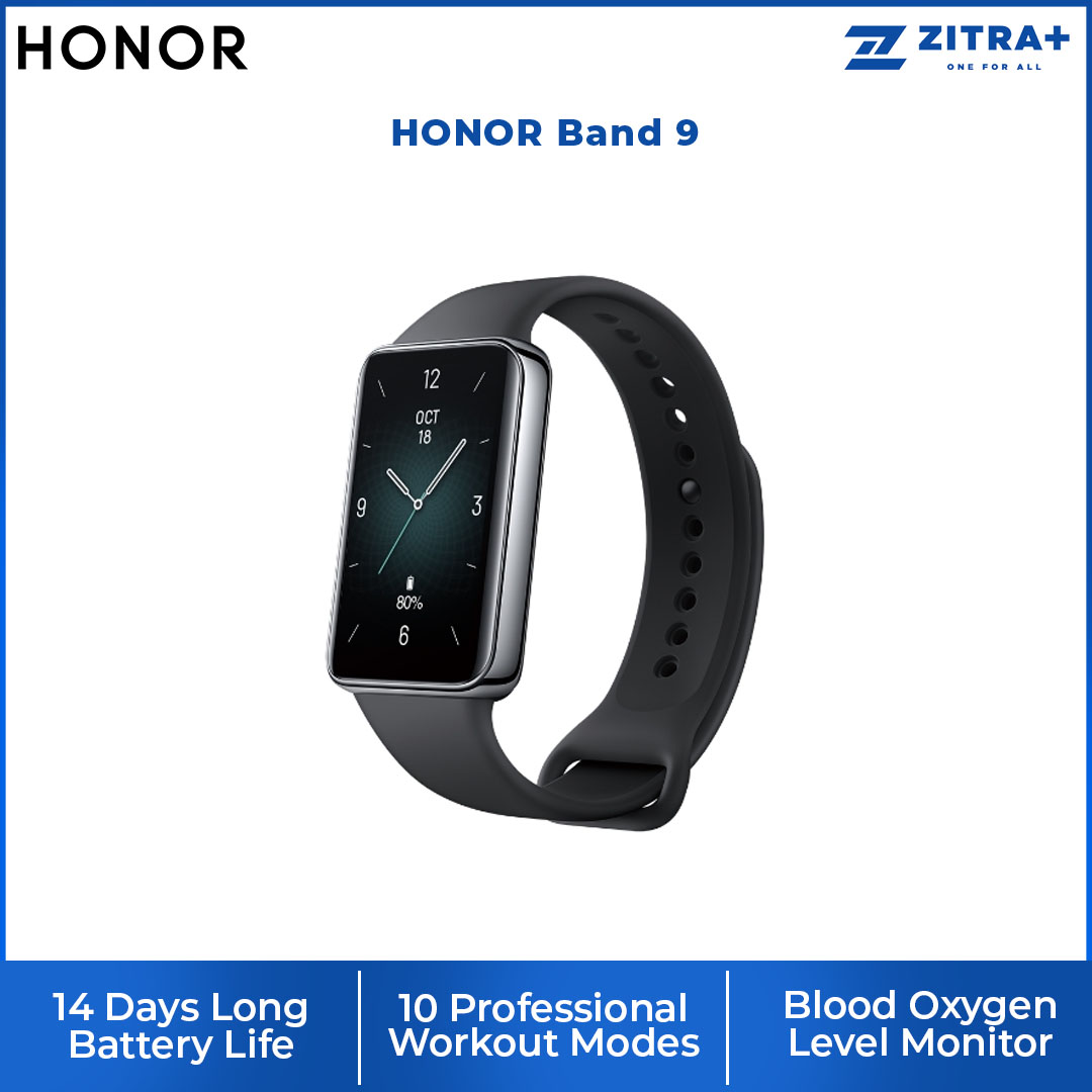 HONOR Band 9 | 1.47" Large AMOLED Screen |  Intelligent 24-Hour Heart Rate Monitor | 14 Days Long Battery Life | 10 Professional Workout Modes | Smart Band with 1 Year Warranty