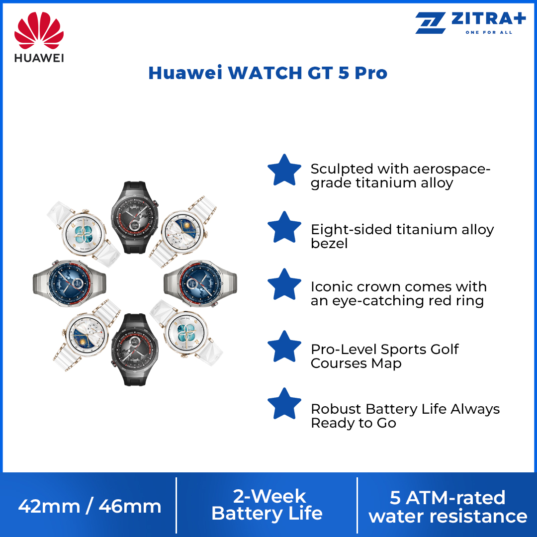 Huawei WATCH GT 5 Pro | Sculpted with aerospace-grade titanium alloy | Pro-Level Sports Golf Courses Map
