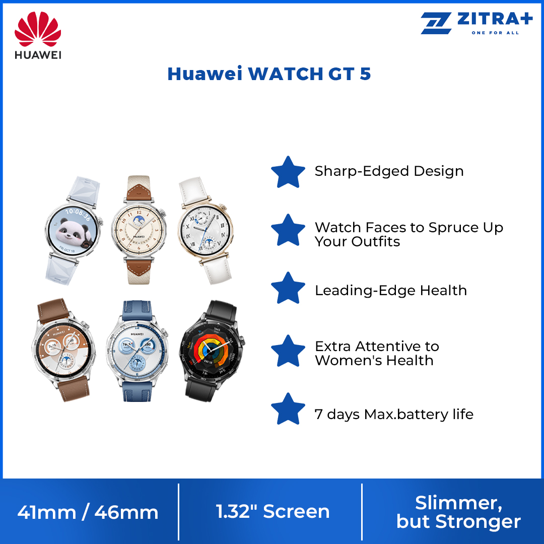 Huawei WATCH GT 5 | Up to 2-Week Battery Life | Sculpted look, geometric feel | Sharp-Edged Design