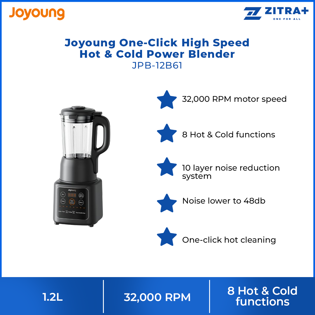 Joyoung 1.2L One-Click High Speed Hot & Cold Power Blender JPB-12B61 | Noise lower to 48db | 8 Hot & Cold functions
