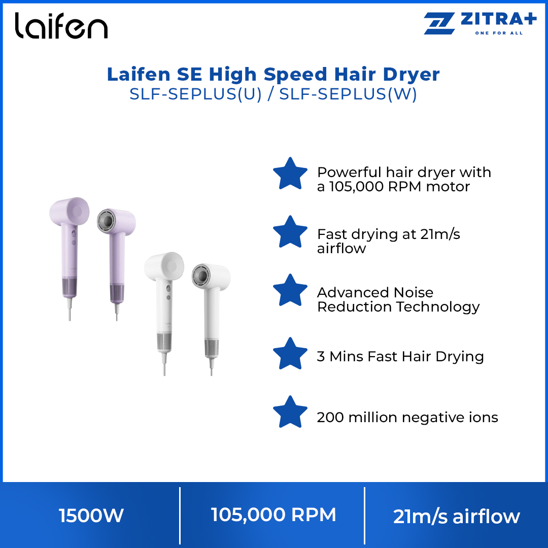 Laifen 1500W SE High Speed Hair Dryer | SLF-SEPLUS |  Noise Reduction Technology | Fast Drying