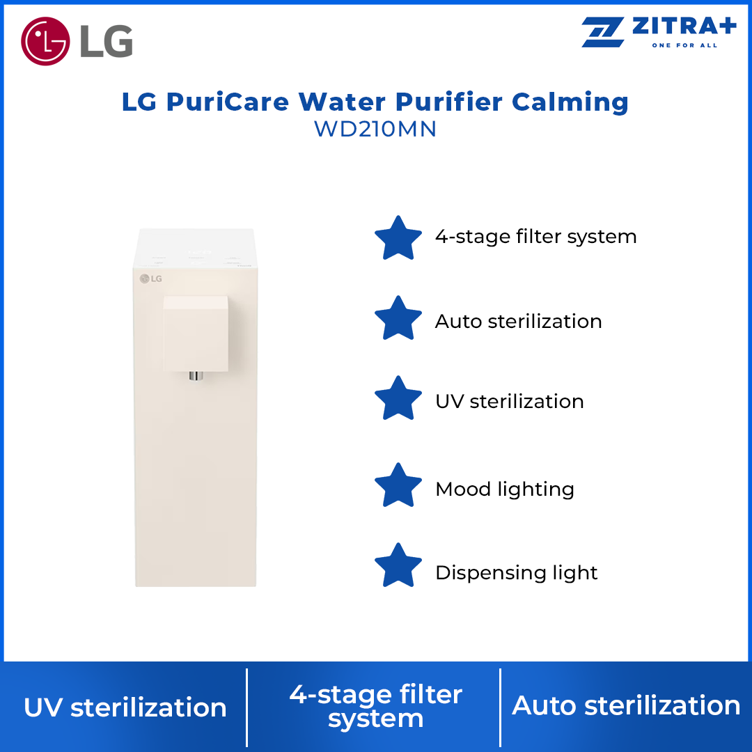 LG PuriCare Water Purifier WD210MN | 4-stage filter system | Auto sterilization | UV sterilization