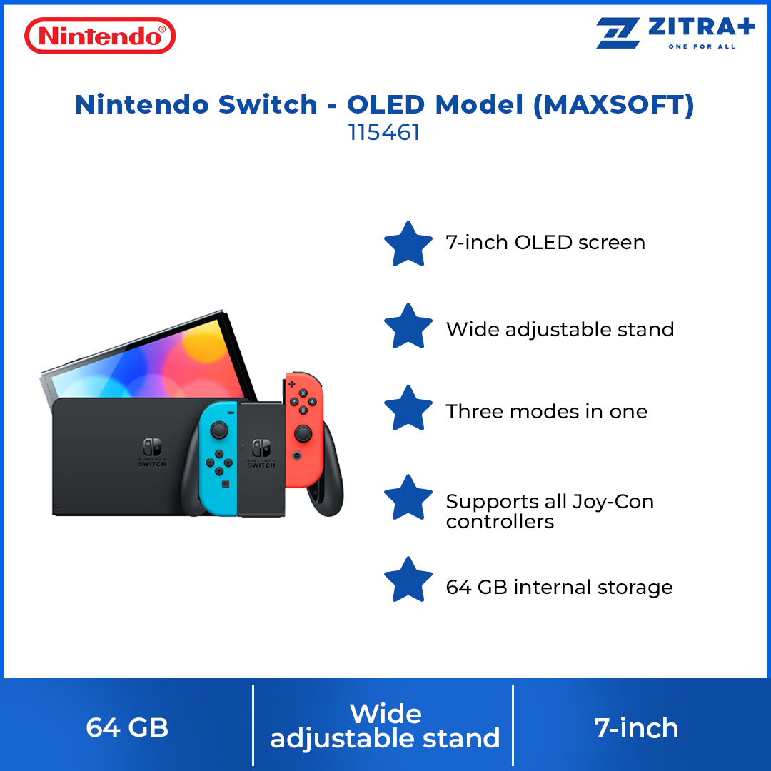 Nintendo Switch - OLED Model (MAXSOFT) 115461 | 7-inch OLED screen | Wide adjustable stand | 64 GB