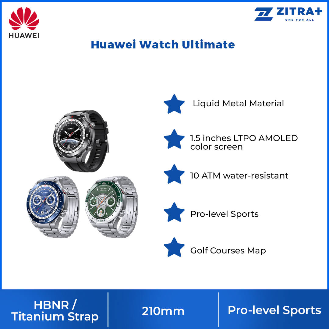 Huawei Watch Ultimate HNBR/ Titanium Strap | Liquid Metal Material | Pro-level Sports | Bluetooth Calling