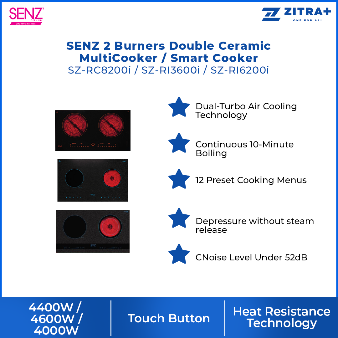 SENZ 2 Burners MultiCooker & SmartCooker  SZ-RI6200i / SZ-RC8200i / SZ-RI3600i | Touch Button | LED display | Pre-set heat level | Burners with 1 Year Warranty