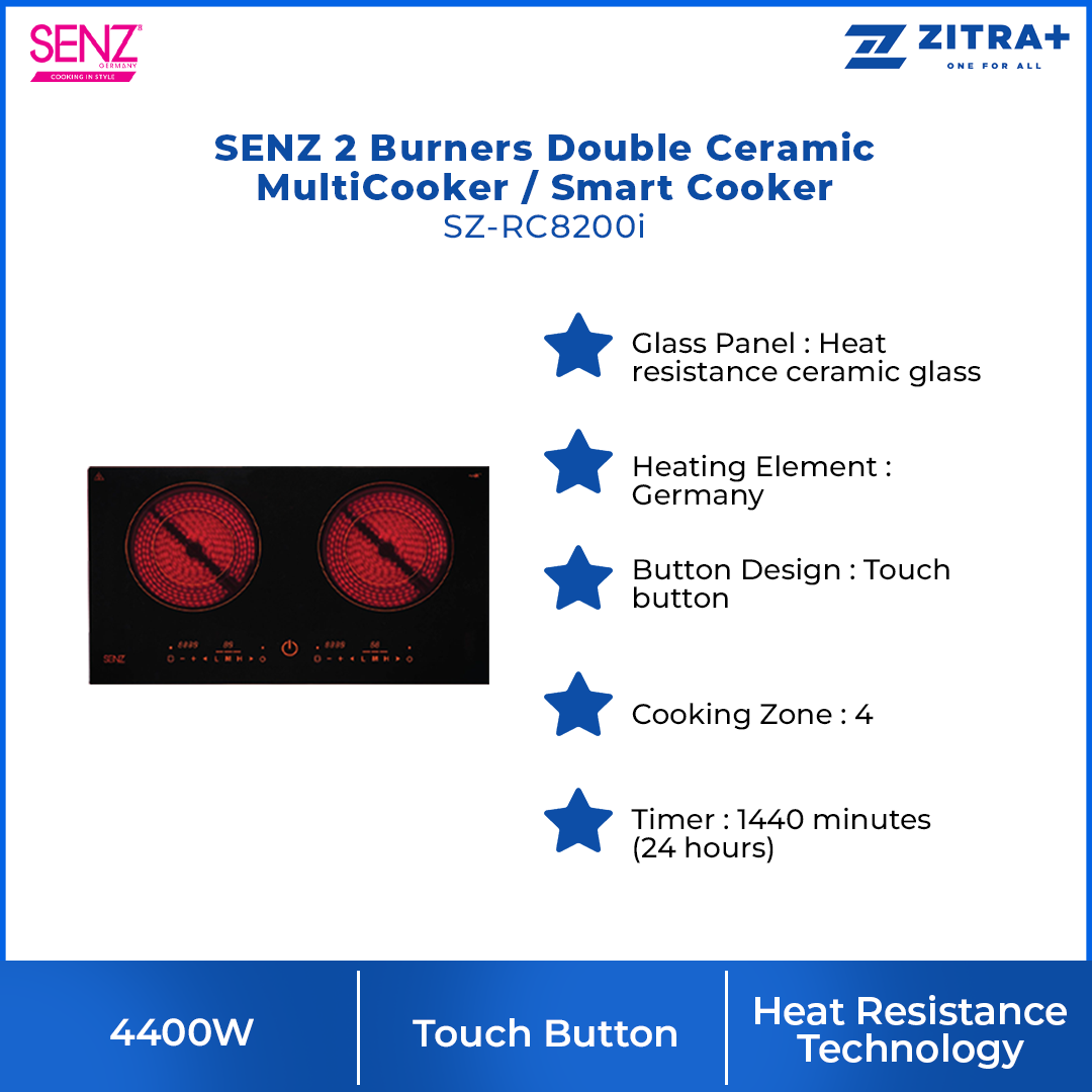 SENZ 2 Burners MultiCooker & SmartCooker  SZ-RI6200i / SZ-RC8200i / SZ-RI3600i | Touch Button | LED display | Pre-set heat level | Burners with 1 Year Warranty