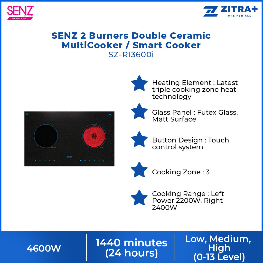 SENZ 2 Burners MultiCooker & SmartCooker  SZ-RI6200i / SZ-RC8200i / SZ-RI3600i | Touch Button | LED display | Pre-set heat level | Burners with 1 Year Warranty