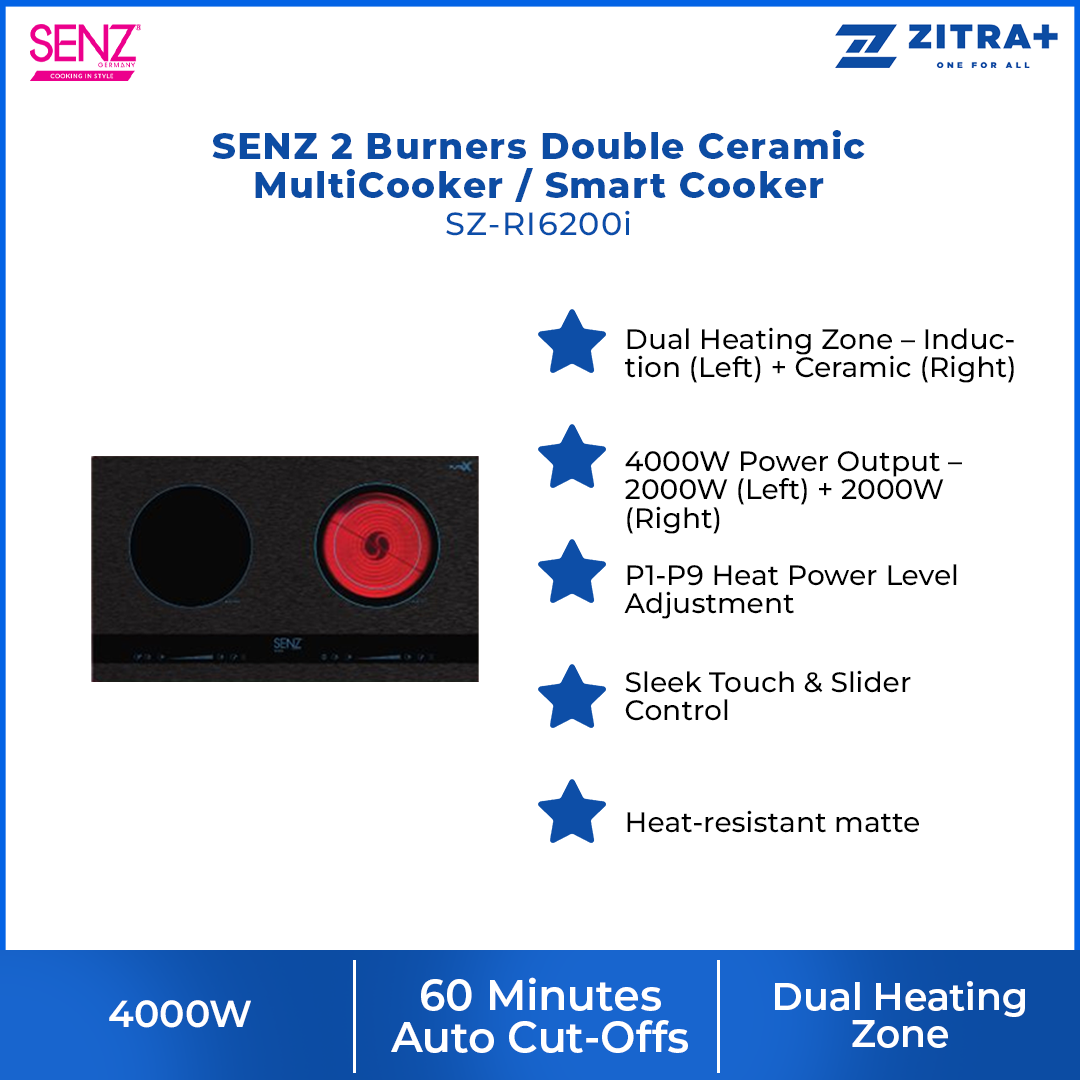 SENZ 2 Burners MultiCooker & SmartCooker  SZ-RI6200i / SZ-RC8200i / SZ-RI3600i | Touch Button | LED display | Pre-set heat level | Burners with 1 Year Warranty