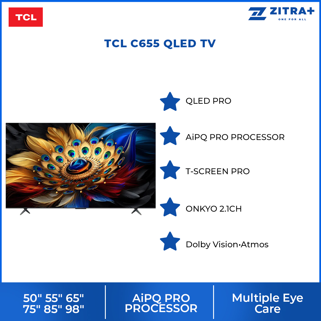TCL 50" 55" 65" 75" 85" 98" C655 4K UHD QLED Google TV 50C655 55C655 65C655 75C655 85C655 98C655