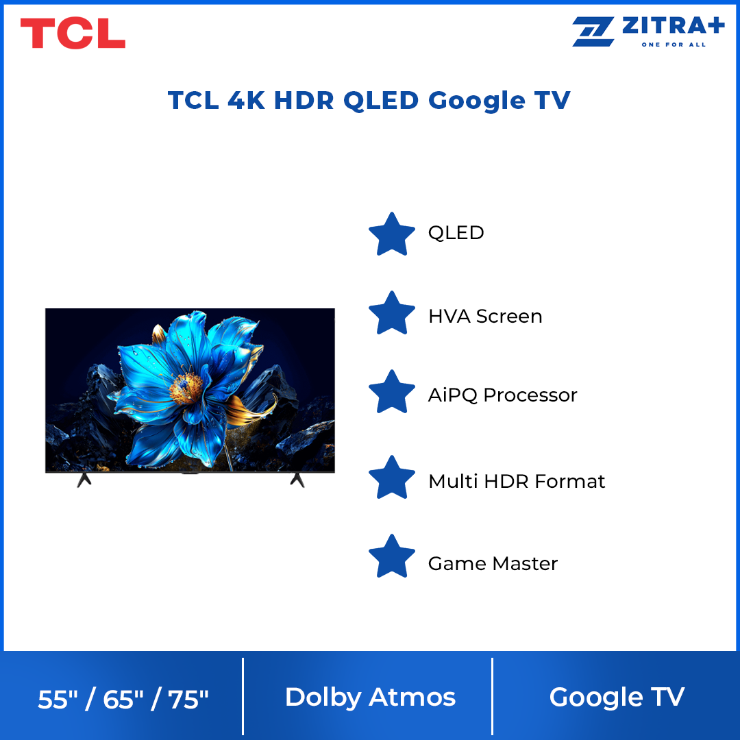 [2025 New Model] TCL 55"/65"/75" 4K HDR QLED Google TV | G90K-IU | HVA Screen | AiPQ Processor | Dolby Atmos