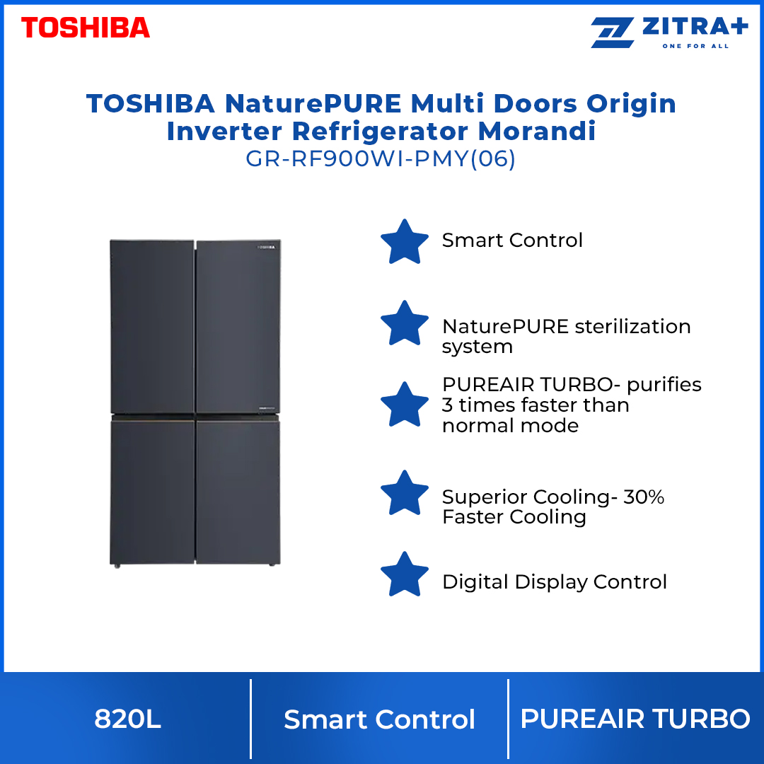 TOSHIBA 820L NaturePURE Multi Doors Origin Inverter Refrigerator GR-RF900WI-PMY(06) | NaturePURE | Roomy Storage | Extra Fresh