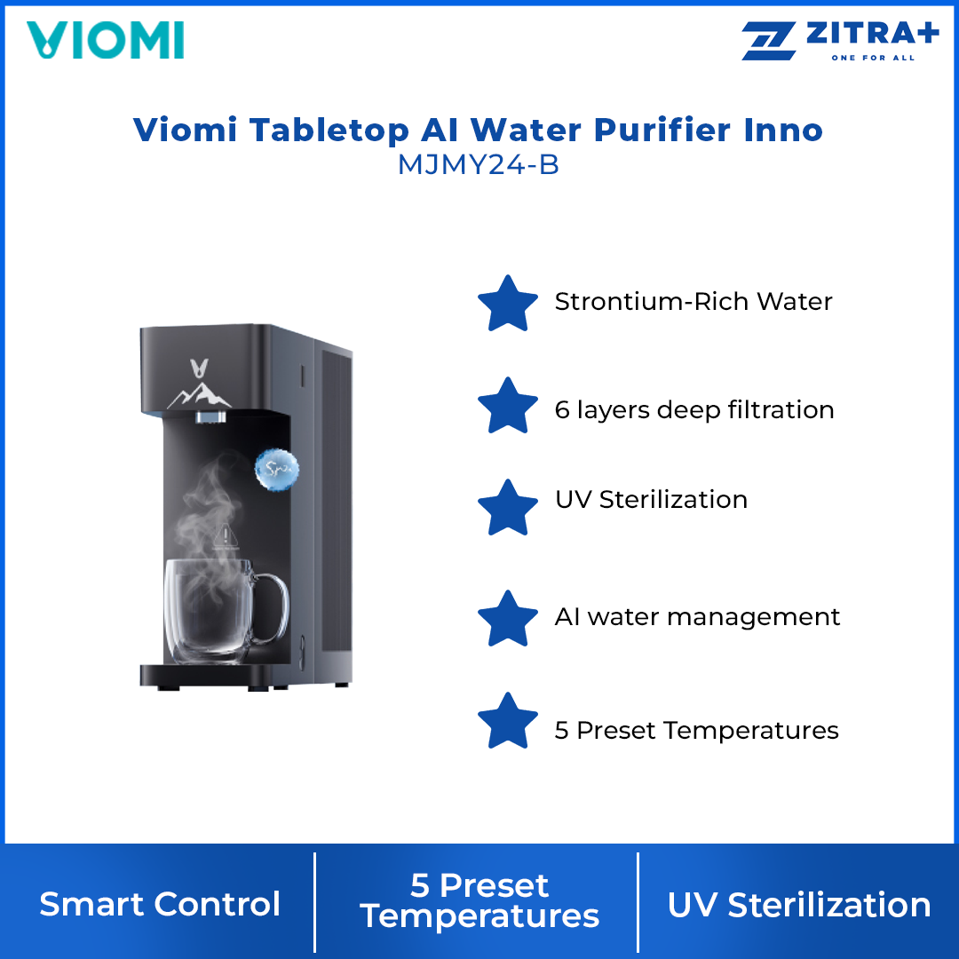 Viomi Tabletop AI Water Purifier Inno MJMY24-B | Strontium-Rich Water | 6 layers deep filtration | UV Sterilization | Smart Control