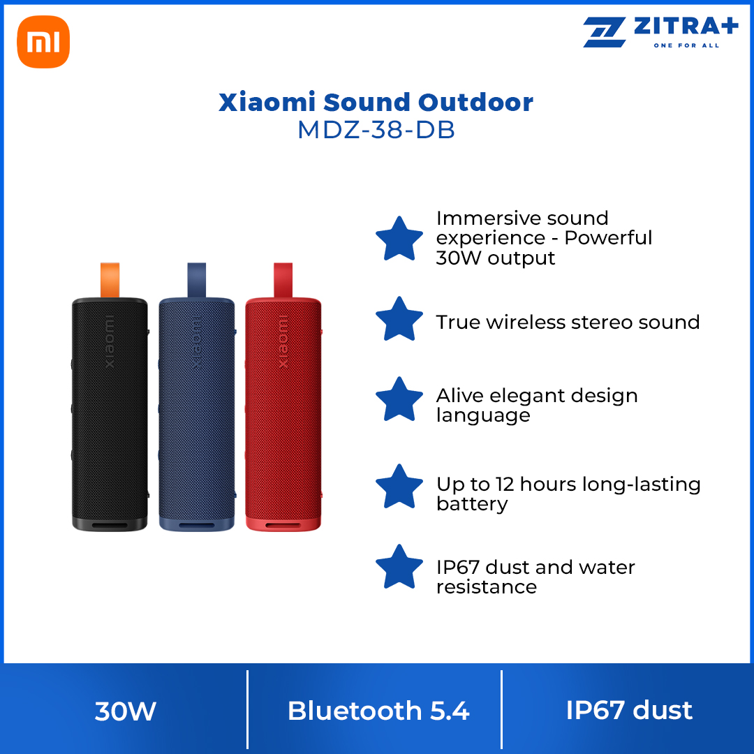 Xiaomi Sound Outdoor MDZ-38-DB | True wireless stereo sound | Powerful 30W output | Up to 12 hours long-lasting battery