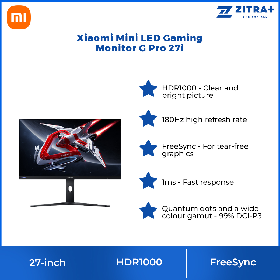 Xiaomi Mini LED Gaming Monitor G Pro 27i | 180Hz high refresh rate | Clear and bright picture | 1152-zone Mini LED