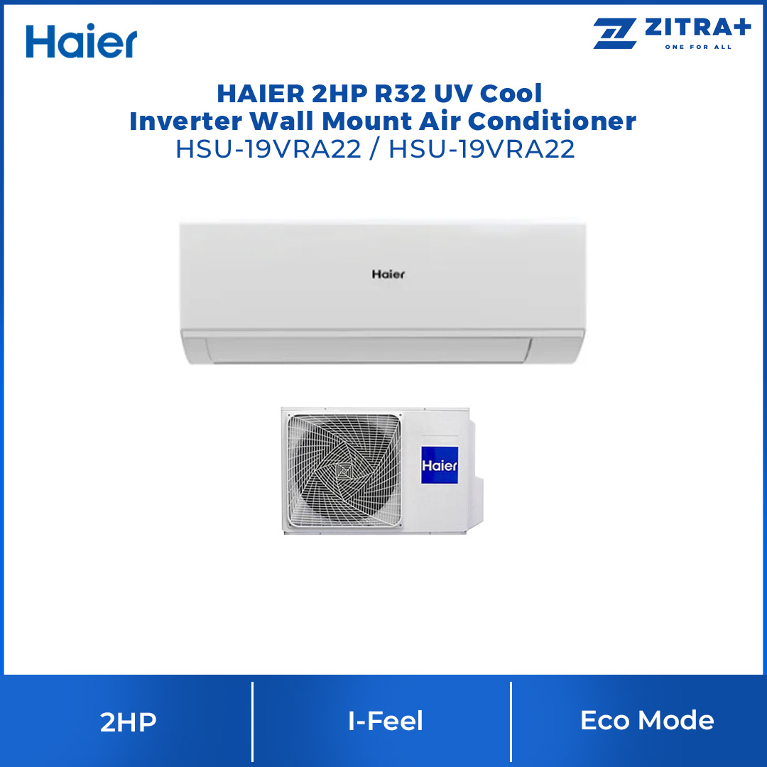 HAIER 1/1.5/2HP R32 UV Cool Inverter Wall Mount Air Conditioner HSU-10VRA22 / HSU-13VRA22 / HSU-19VRA22 | UVC Sterilization | WiFi Control | Smart Clean | Air Conditioner with 3 Year Warranty