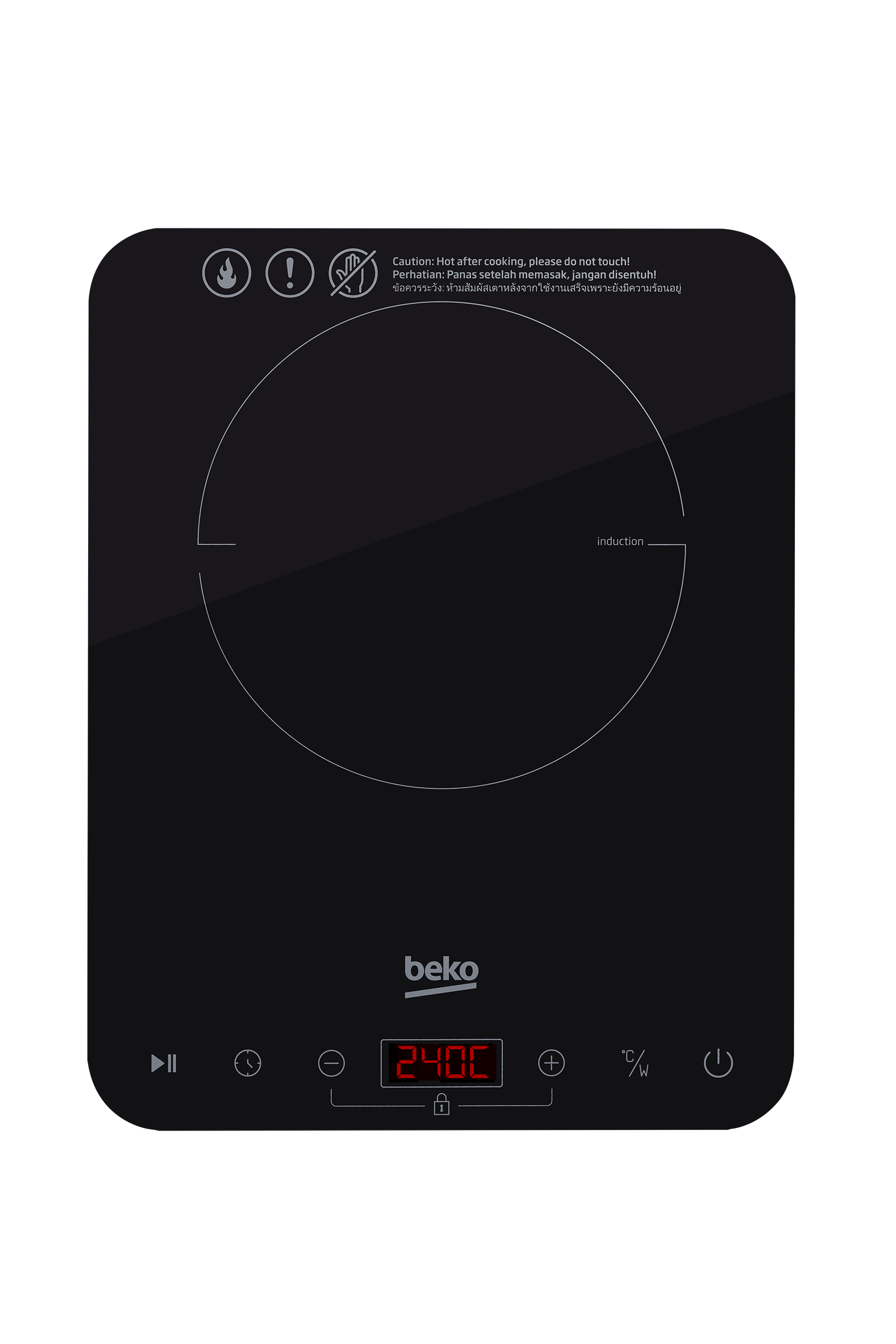 Beko 2000W Induction Hob HPI 51012 B | Child Lock | Glass Design | 180min Timer | 10 Levels Power Setting | Auto Shut-off & Pause Function | Touch Control with LED Screen | Induction Hob with 2 Year General Warranty