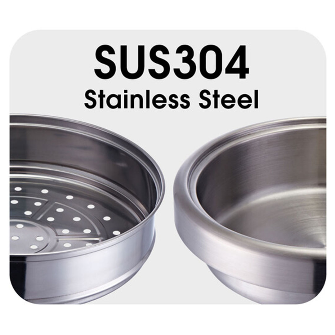 KHIND 1500W Multi Cooker MC388 | Rust Free SUS304 Stainless Steel Hot Pot & Steamer | Non-stick BBQ Frying Pan | Adjustable Temperature | Multi Cooker with 1 Year Warranty