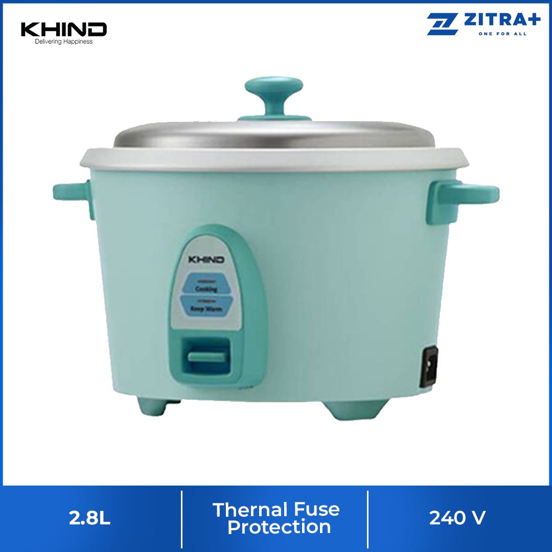 KHIND 2.8L Rice Cooker RC828N | Optimal Keep Warm Function | Thermal Fuse Protection to Prevent Overheating | Stainless Steel Cover | Rice Cooker with 2 Year Warranty
