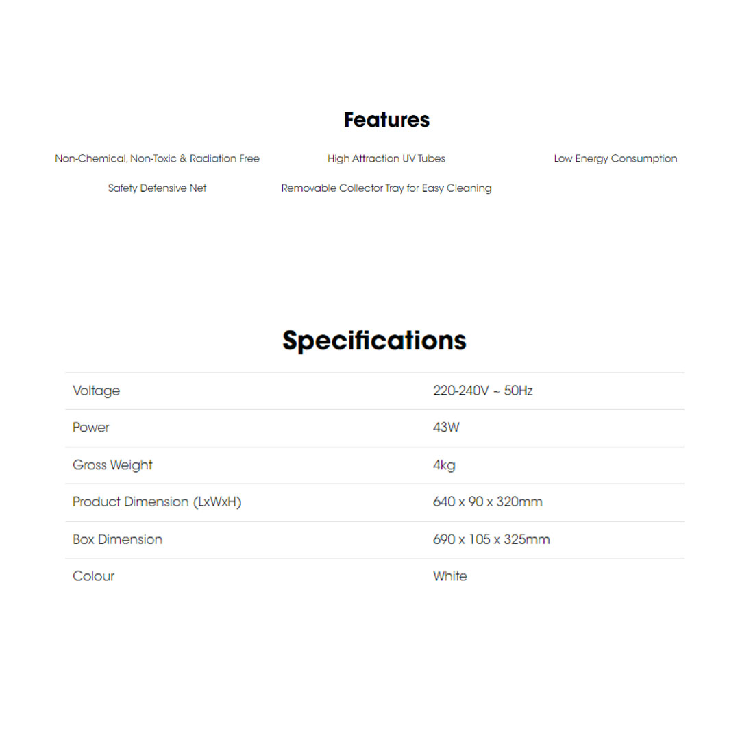 KHIND 43W Commercial Insect Killer IK520 | Non Chemical, Non Toxic & Radiation Free | High Attraction UV Tubes | Low Energy Consumption | Insect Killer with 2 Years Warranty