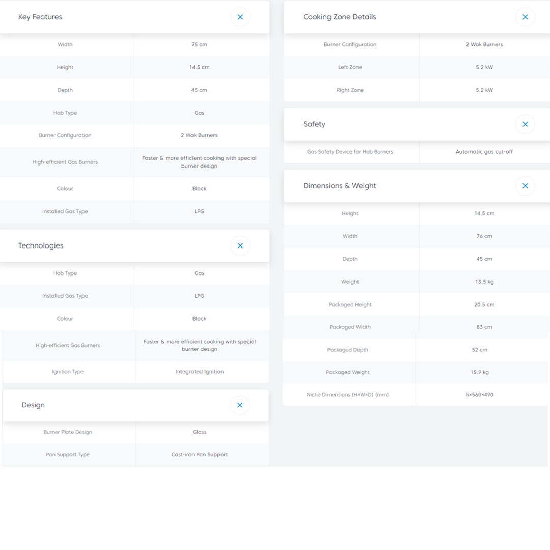 Beko 2 Burners Built-In Hob HIEW 72242 SOB | Automatic Gas Cut-off | Cast-iron Pan Support | Integrated Ignition | Built-In Hob with 2 Years Warranty