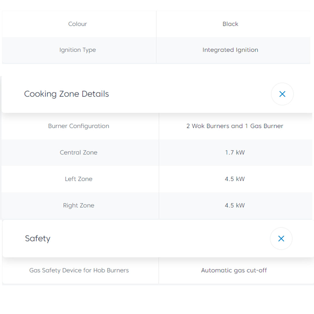 Beko 3 Burners Built-In Hob HISW73225SOB |  Automatic Gas Cut-Off | 2 Wok Burners and 1 Gas Burner | Cast-iron Pan Support | LPG Gas Type | Integrated Ignition | Built-In Hob with 2 Years Warranty