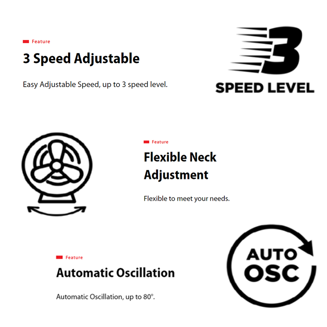 TOSHIBA 16" Wall Fan F-WSA10(W)MY | 3 Speed Level | 3 Blades | Flexible Neck Adjustment | Oscillation with Pull Switch | Wall Fan with 1 Year Warranty