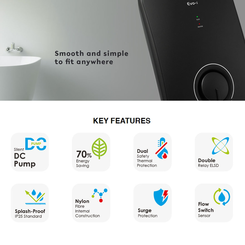 ALPHA 55W DC Pump Water Heater EVO-i | 36 Watt DC Pump | Dual Safety Thermal Protection | Pump Control | Water Heater with 1 Year Warranty