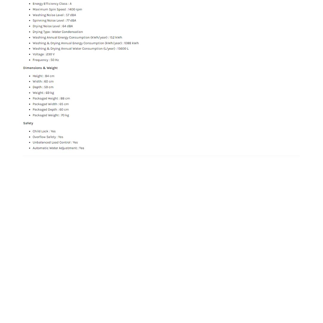 Beko 8KG/5KG Front Load ProSmart Inverter Washer Dryer WDX8543130W | 16 Programmes | AquaWave | Energy Efficiency Class: A | Overflow Safety | Washer Dryer with 2 Years General Warranty & 12 Years Motor Warranty