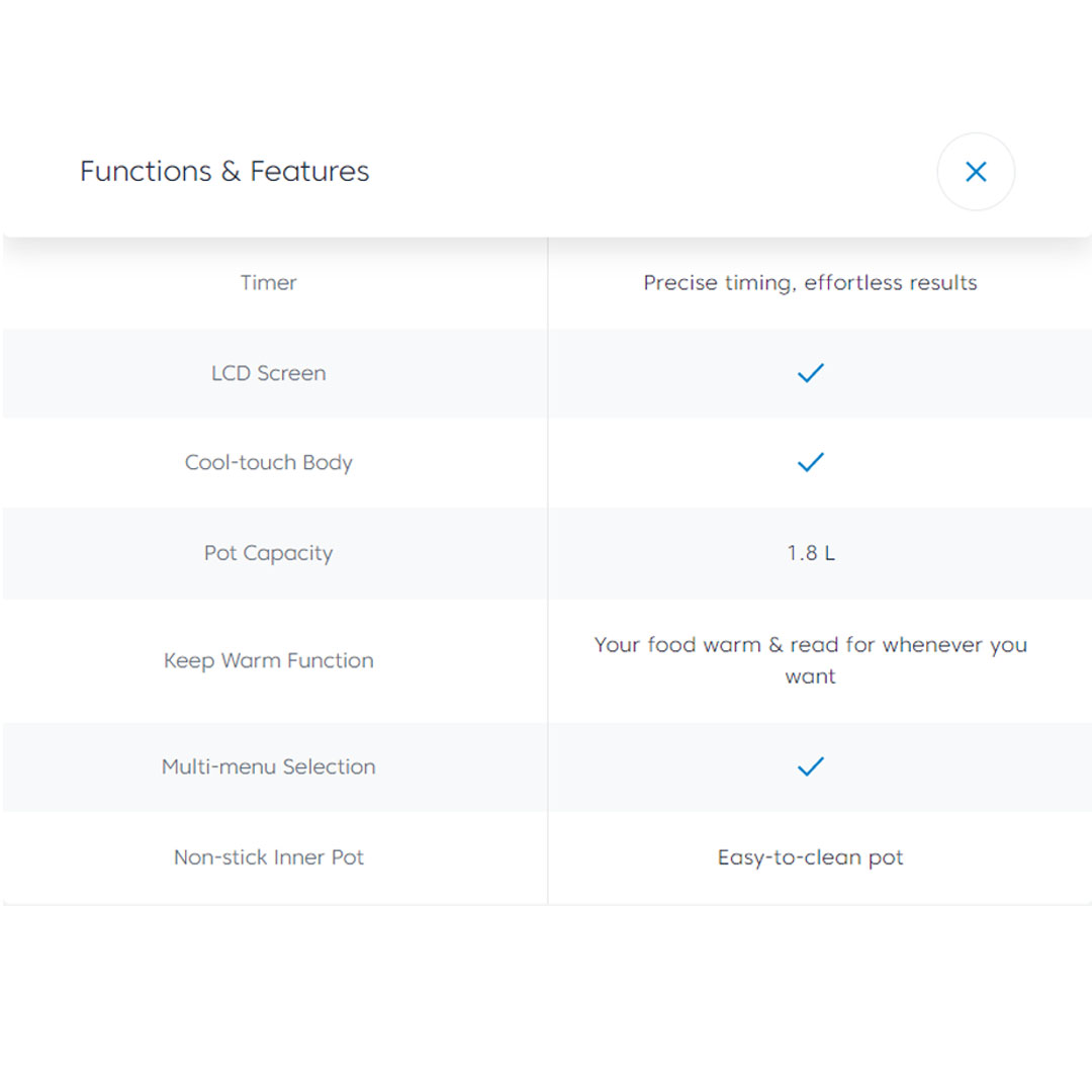 Beko 1.8L Rice Cooker RCI 80143 B | Induction Heating Rice Cooker Technology | 9 Preset Auto Programs | Keep Warm Function | Built-in Timer | LCD Screen | Cool-touch Body | Rice Cooker with 2 Years Warranty