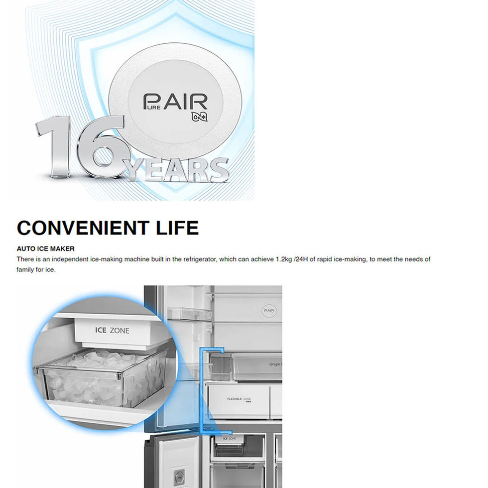 Brandt 538L 4 Doors Inverter Refrigerator BGM538NWA | Crisper Drawer | Glass Shelves | Freezer Drawers | Refrigerator with 1 Year Warranty