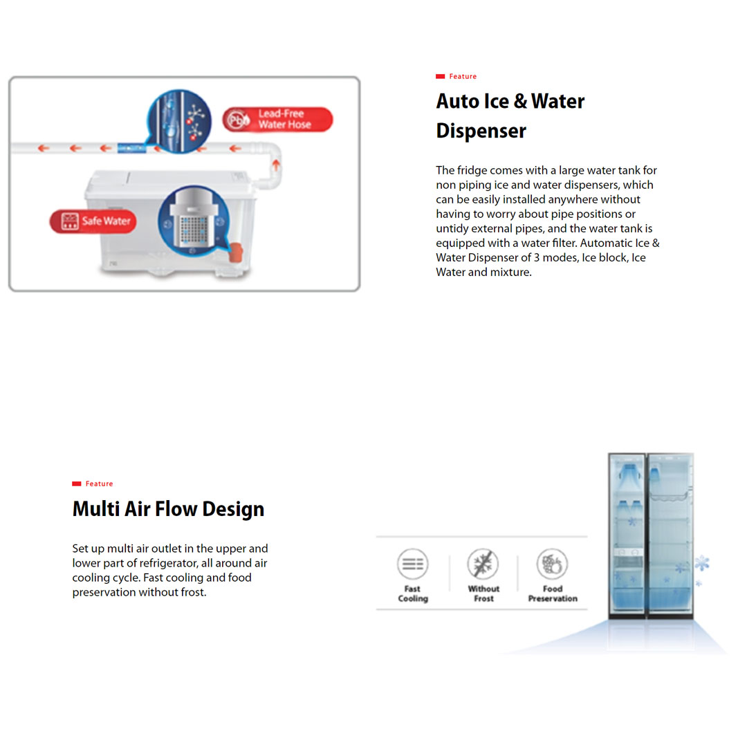 TOSHIBA 591L Side by Side Inverter Refrigerator GR-RS637WE-PMY | Dual Inverter | Auto Ice & Water Dispenser | Child Mode | Vacation Mode | Alloy Cooling | Eco LED Light | Pure BIO | Refrigerator with 1 Year General & 12 Year Motor Warranty